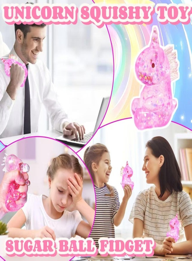 EVDERS 1Pcs Pink Unicorn Squishies Sugar Ball Squeeze Fidget Toys for Kids and Adults Kawaii Unicorn Sugar Ball Squishy Animal Decompression Squeeze Stress Toys for Surprise Gift Theme Party Favors - Image 4